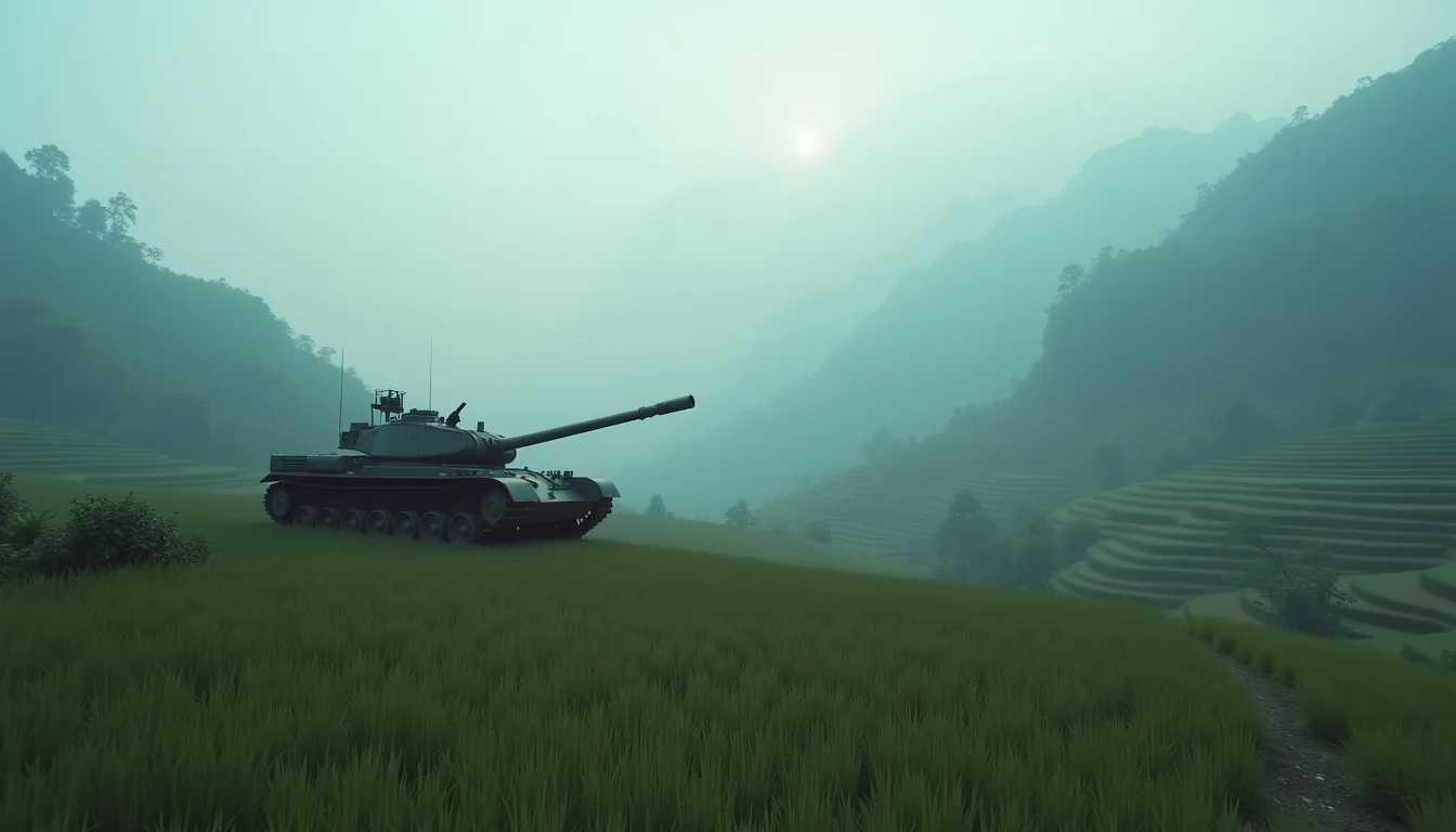 China tank in landscape
