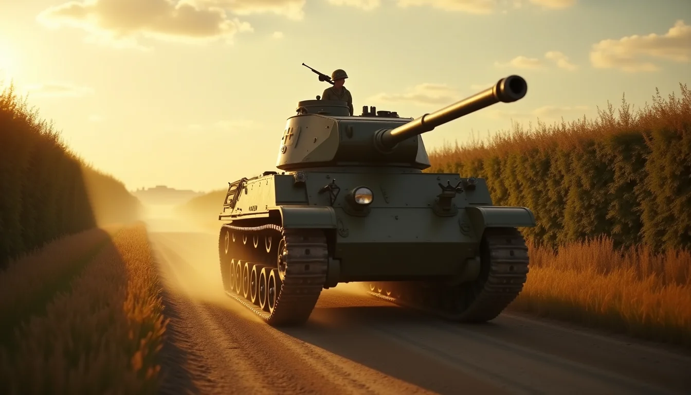 USA tank in landscape